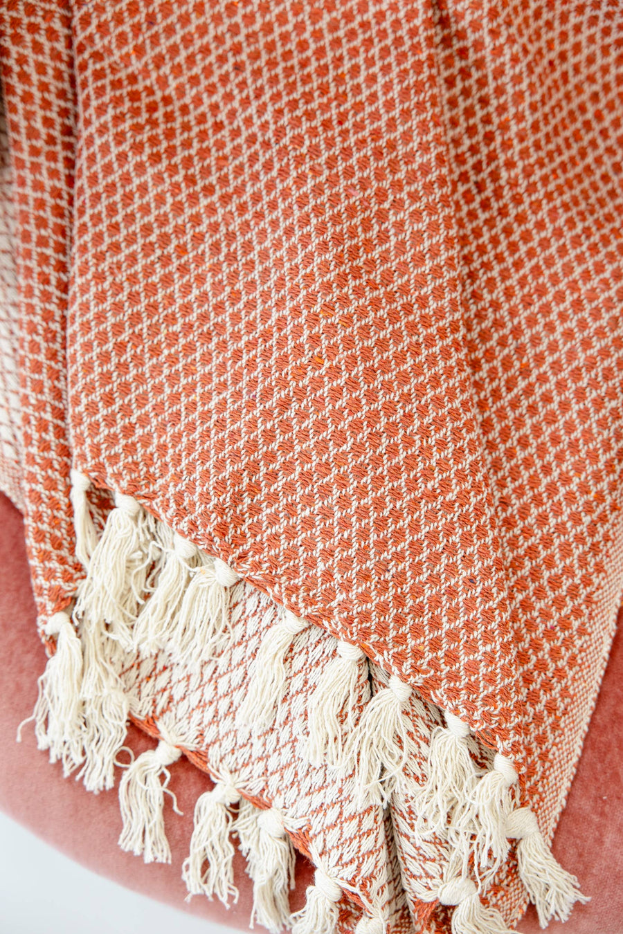 Woven Coral Throw Blanket - Recycled Cotton