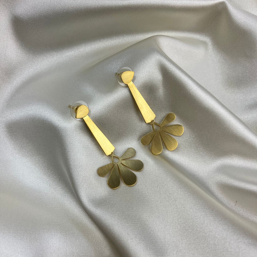 Floral Convertible Gold Plated Earrings