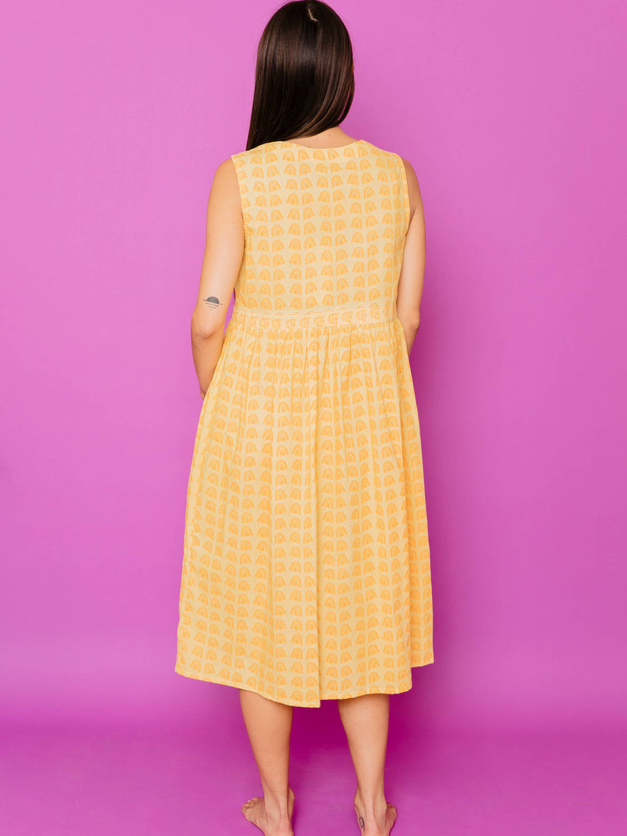 Melody Midi Dress Sunny Stripes Yellow