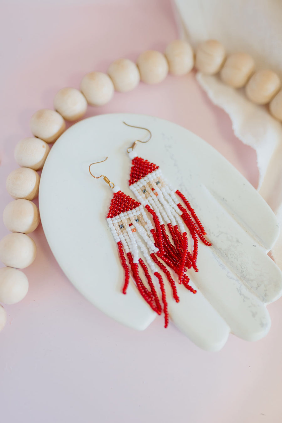 Santa Woven Bead Earrings