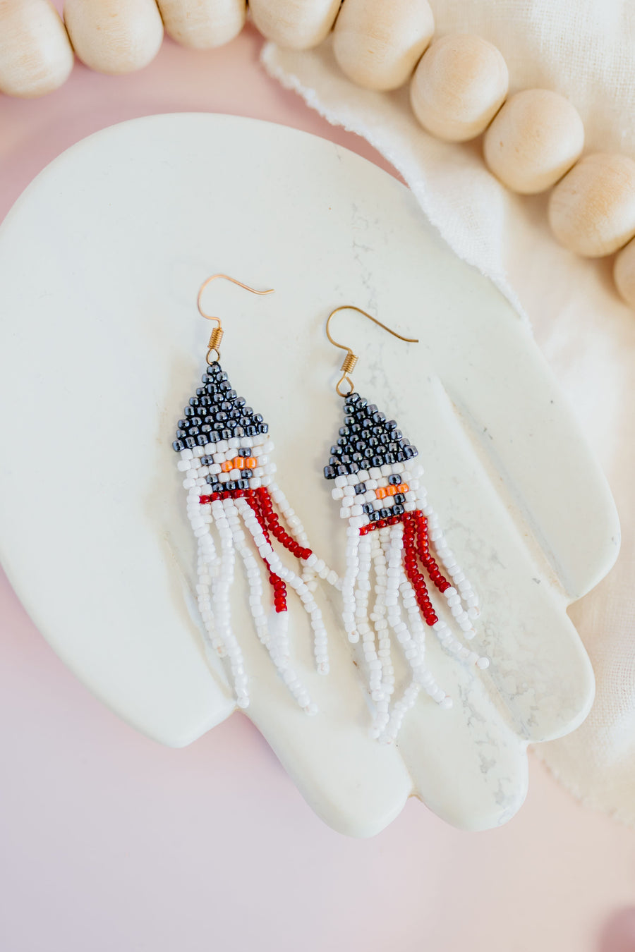 Snowman Beaded Earrings